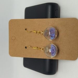 Purple Star Glitter Ball Earrings